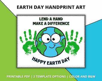 Earth Day Handprint Art, Earth Day Activity, Earth Day Printables for Preschoolers
