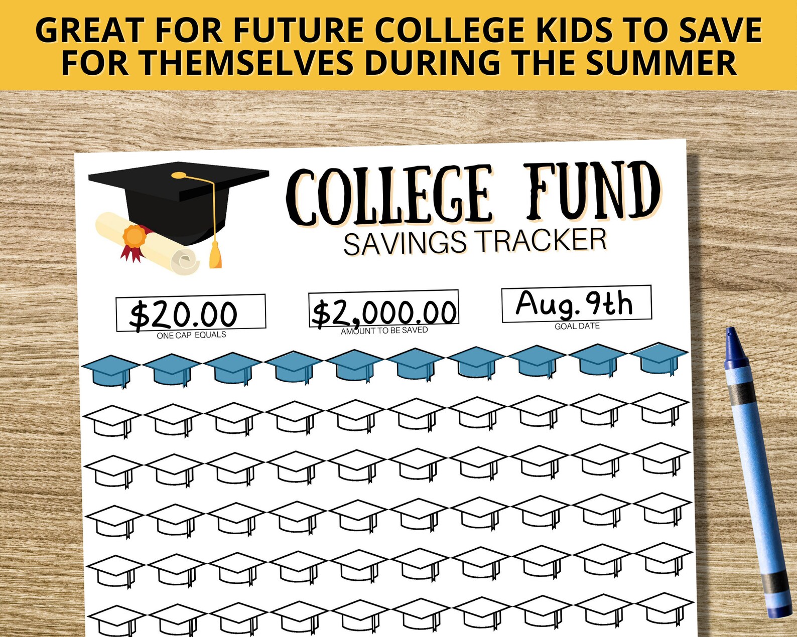 College Fund Savings Challenge Tracker, College Fund Saving Template ...