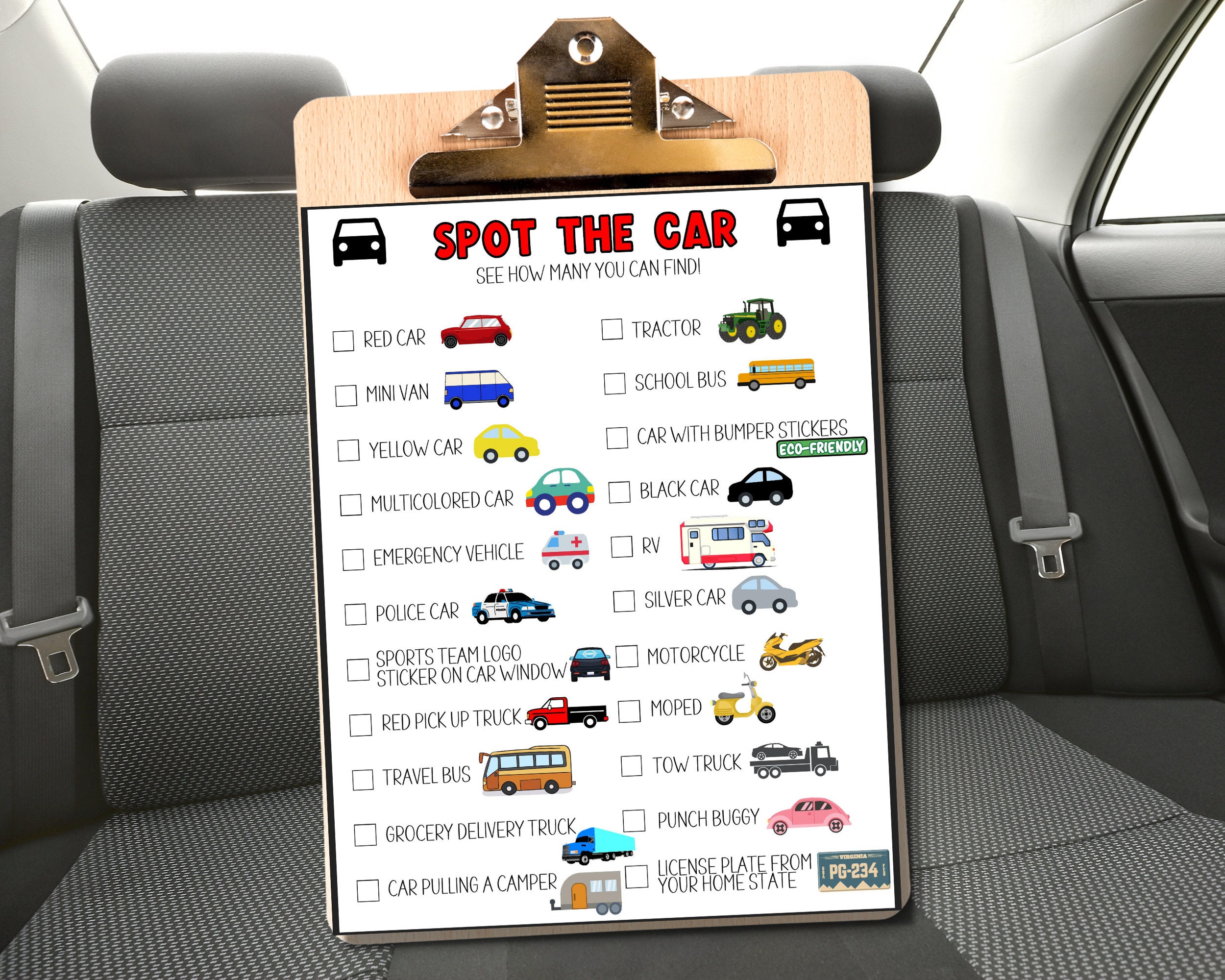 Spot the Car Road Trip Game, Road Trip Scavenger Hunt Printable for Kids, Car Ride Activity - Etsy