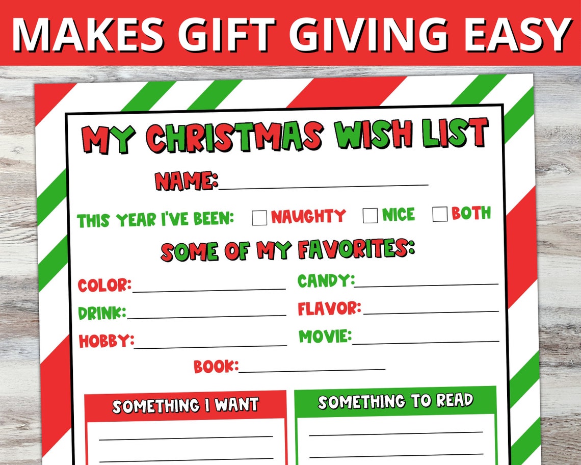 Christmas Wish List Printable My Christmas Wish List Kids Etsy