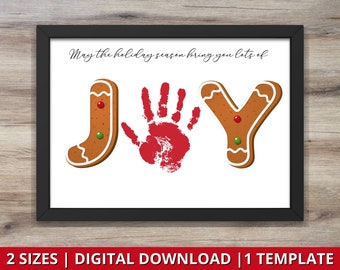 Arte navideño con huellas de manos, recuerdo navideño de huellas de manos, artesanía preescolar para niños pequeños, arte con huellas de manos en guardería para Navidad