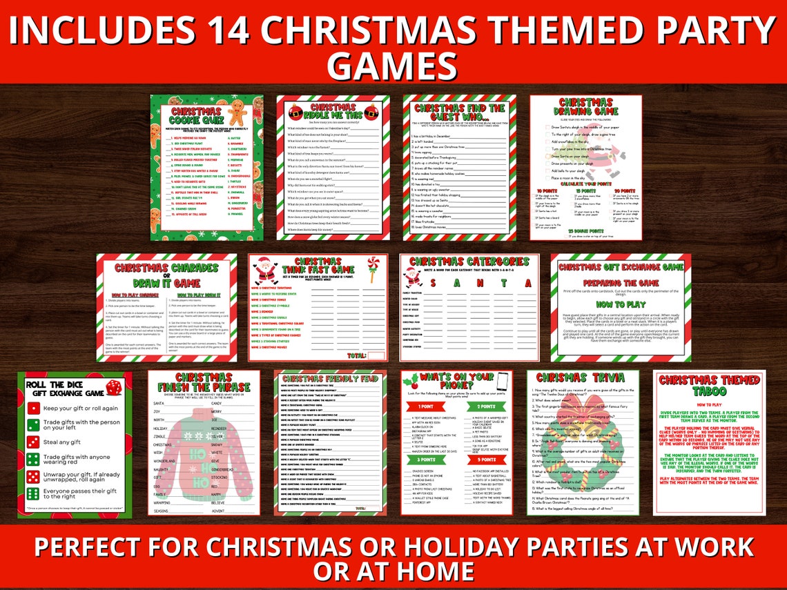 Christmas Party Game Bundle Christmas Work Party Games - Etsy
