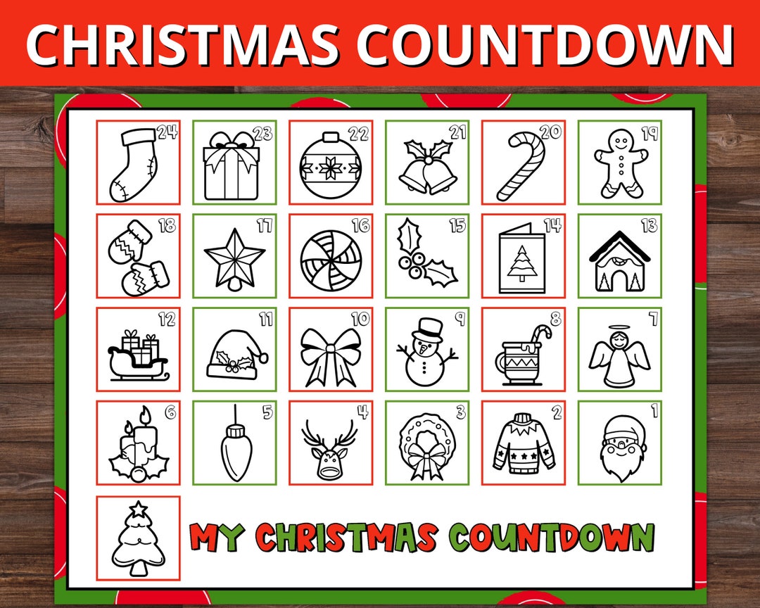 Christmas Countdown for Kids Printable Christmas Advent Etsy