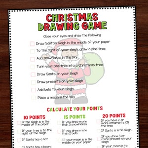 Christmas Drawing Game, Office Holiday Party Game, Christmas Family Game, Christmas Drawing Challenge