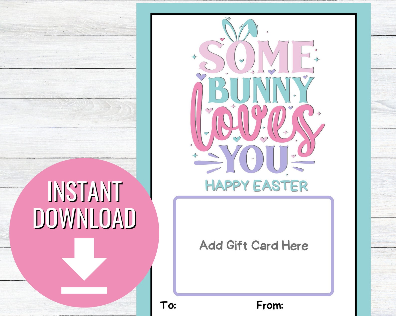 Easter Bunny Gift Card Holder Printable, Easter Gift Basket Filler ...