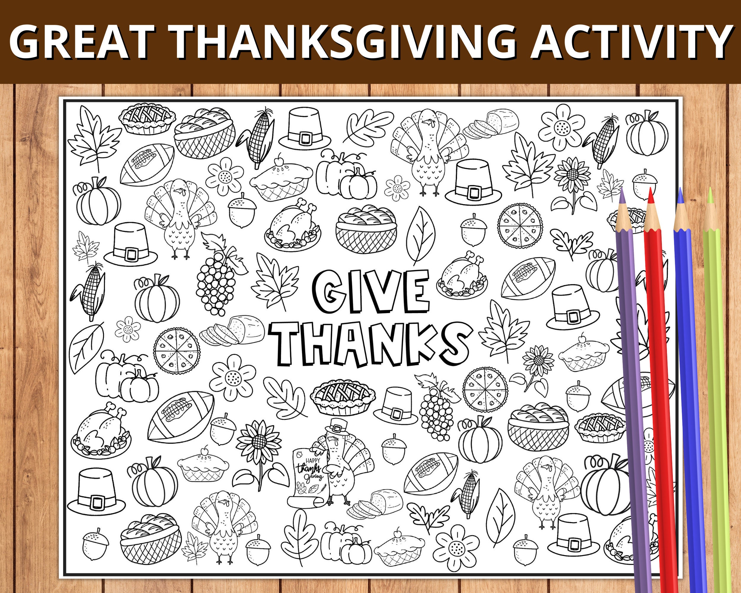 Thanksgiving Doodles Coloring Page Thanksgiving Coloring - Etsy