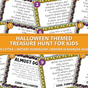 Búsqueda del tesoro de Halloween para niños, Búsqueda del tesoro para Halloween, Juegos de fiesta de Halloween, Búsqueda del tesoro de dulces de Halloween