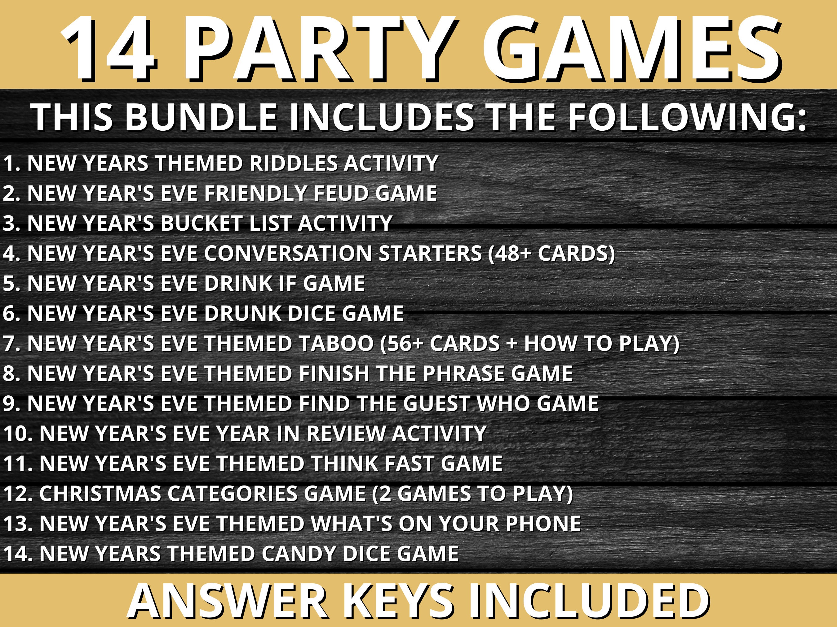 New Year's Eve Party Game Bundle, NYE Party Games, New Year's Eve Party Games and Activities for ...