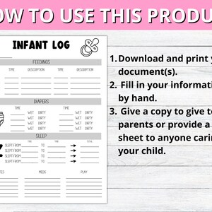 Infant Daily Log Printable, Baby Daily Log and Notes, Infant Daily ...