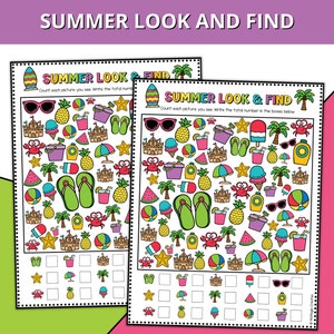 Summer I Spy Activity for Kids, Kids Summer Printable, Summer Themed Look and Find Activity for Kids