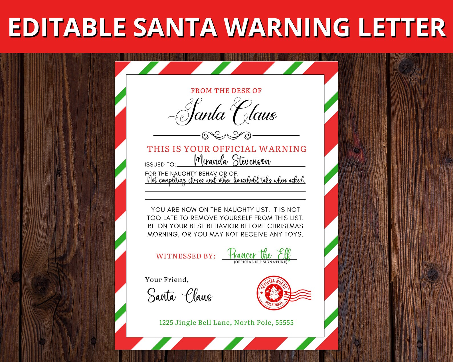 Naughty List Letter From Santa Template Naughty List Warning