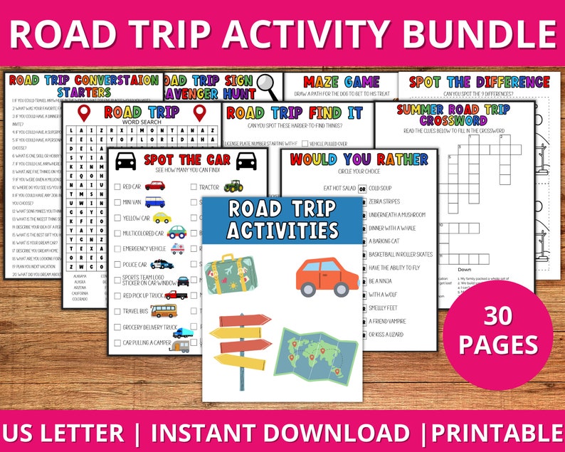Road Trip Activity Pack Printable Road Trip Activities for - Etsy