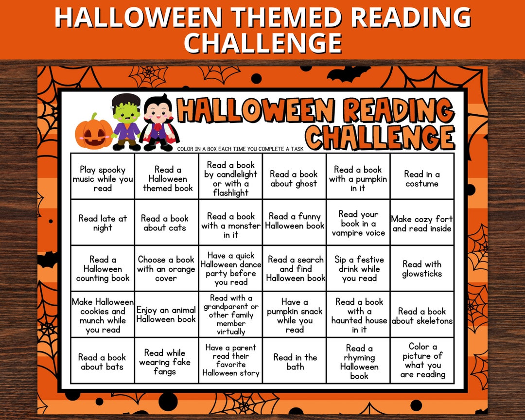 Halloween Themed Reading Challenge for Kids Reading Printable Etsy