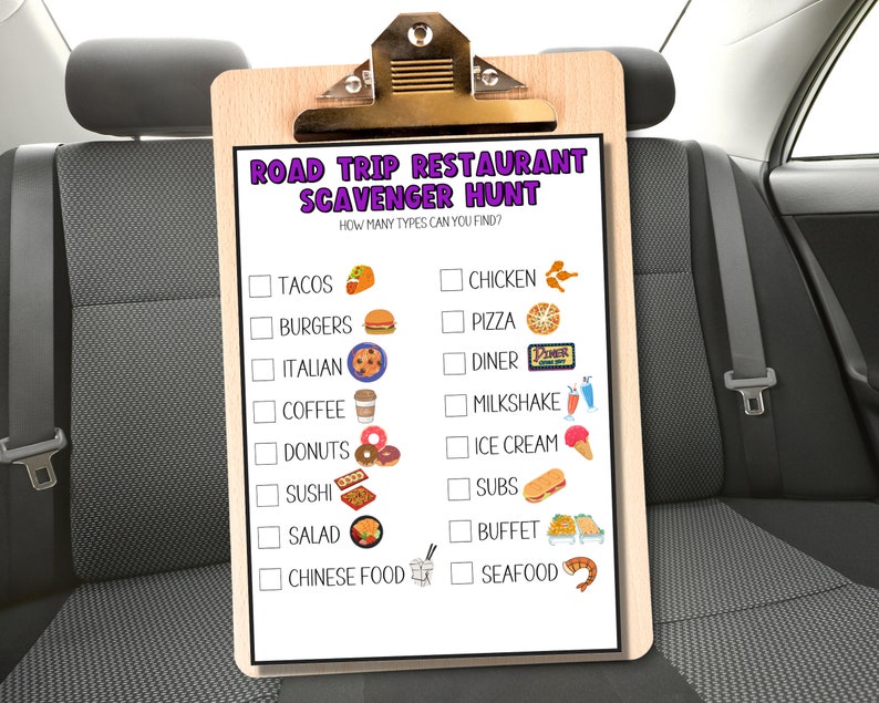 Road Trip Scavenger Hunt Restaurant Scavenger Hunt Printable - Etsy