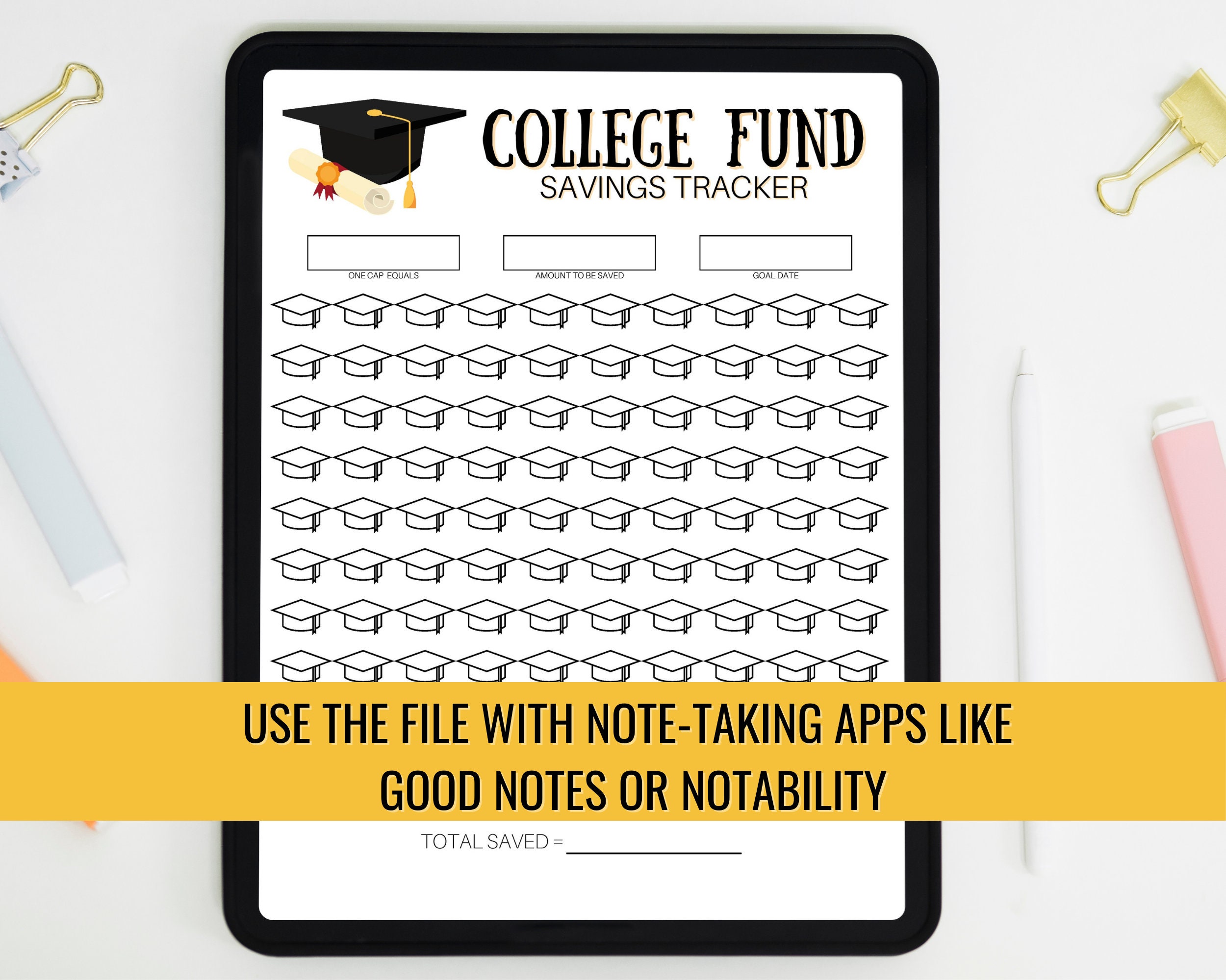 College Fund Savings Challenge Tracker, College Fund Saving Template ...