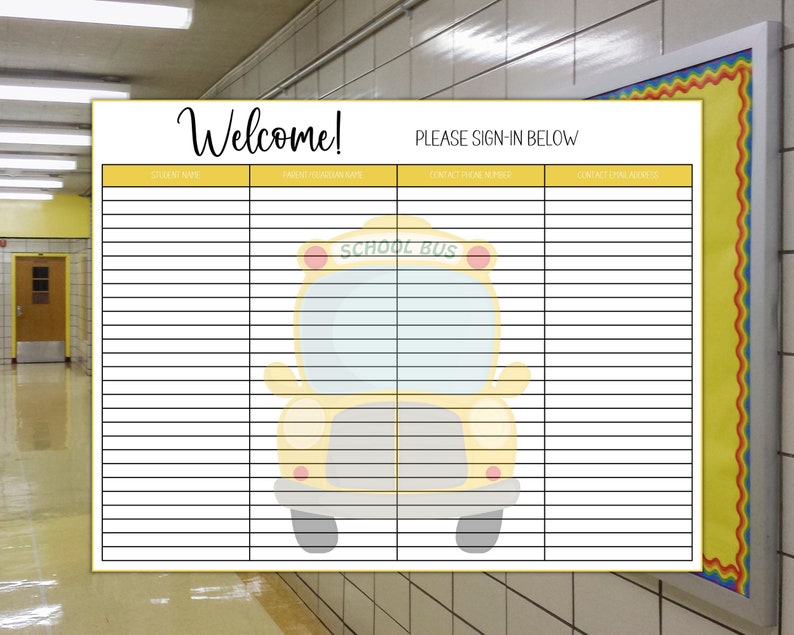 Back to School Open House Sign in Sheet Classroom Sign in Etsy