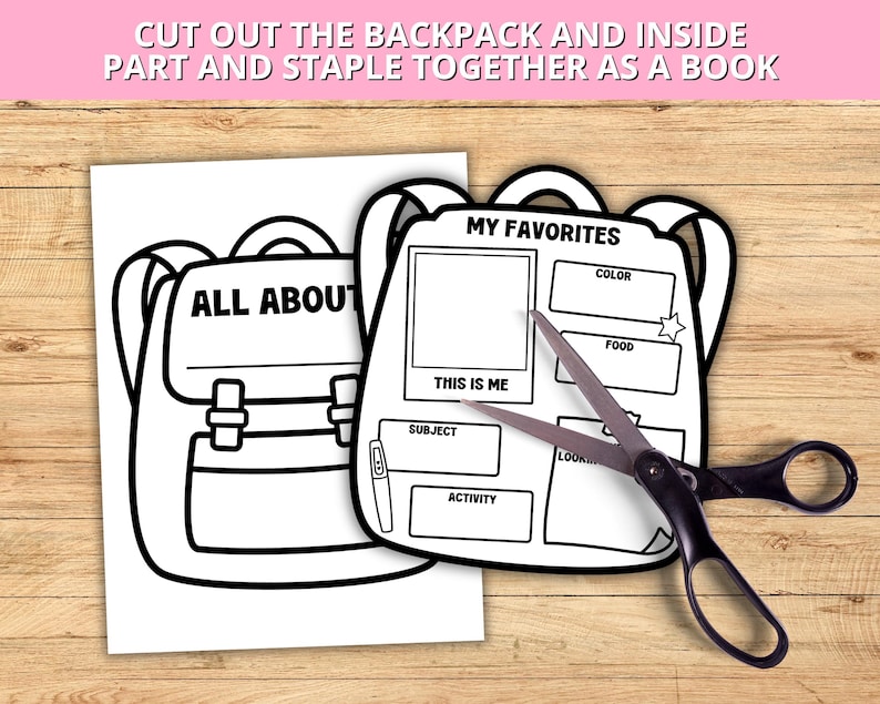 All About Me Backpack, First Day of School Activity, All About Me Craft ...