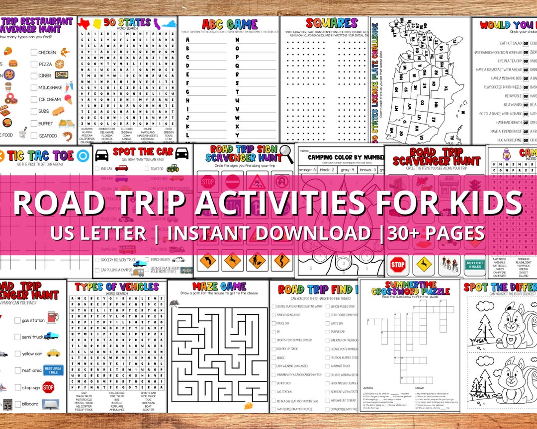 Road Trip Games, Printable Travel Games for Kids, Road Trip Printables ...