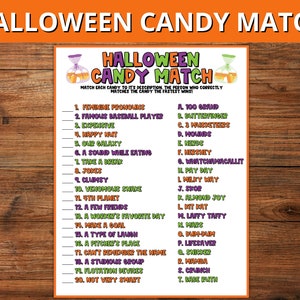 Halloween Candy Match Game Halloween Party Activity for Kids - Etsy