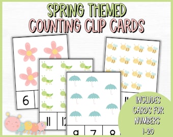 Spring Counting Clip Cards, Spring Math Centers, Preschool Math Activity