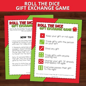 Christmas Exchange Dice Game Printable, Christmas Gift Exchange Games
