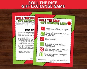 Christmas Gift Exchange Game, Holiday Dice Game, Office Party Game