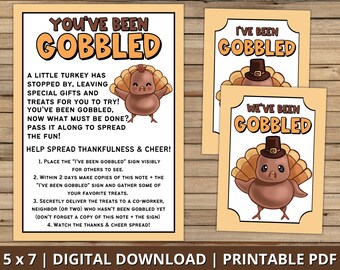 You've Been Gobbled Thanksgiving Activity, I've Been Gobbled Thanksgiving Printable, Thanksgiving Turkey'd Game, Turkey Day Treats