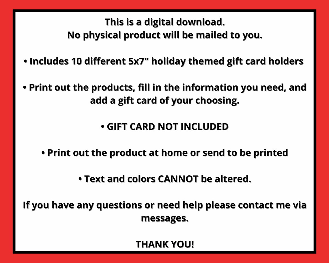 Printable Christmas Gift Card Holder Holiday Gift Card - Etsy