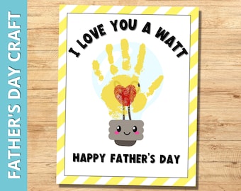 Vatertag Handabdruck Kunst Andenken, Ich liebe dich ein Watt Vatertagskarte, DIY Kid Craft, Kind gemacht Vatertagsgeschenk