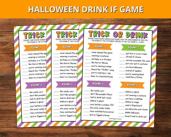 Halloween Trick or Drink Game, Halloween Drink If Game, Adult Halloween Drinking  Game Printable, Halloween Games for Adults -  Denmark