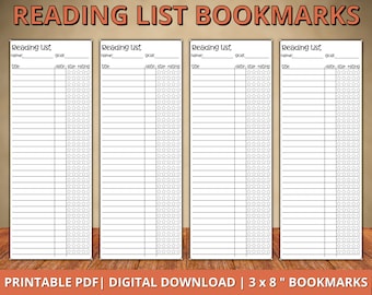 Reading List Bookmark, Printable Library Card Bookmarker, Reading Log Bookmark