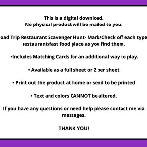 Road Trip Scavenger Hunt, Restaurant Scavenger Hunt Printable for Kids ...