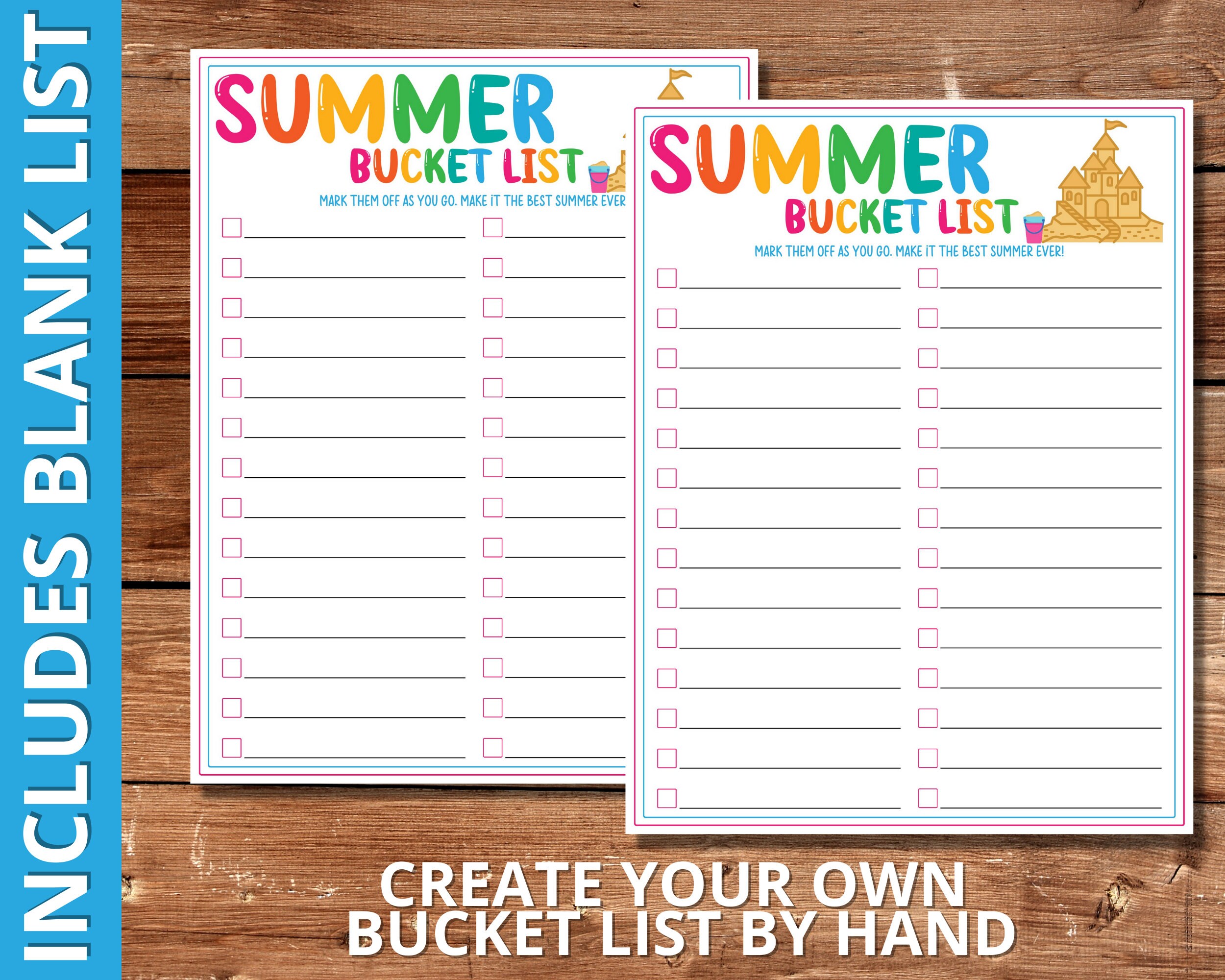 Summer Bucket List Bucket List Template for Kids Printable - Etsy