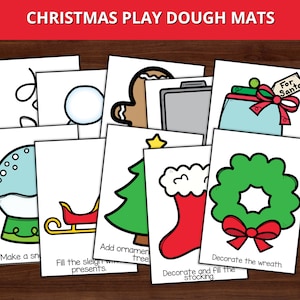 Christmas Play Dough Mats, Printable Play Dough Mats, Christmas Activity for Kids, Holiday Preschool Activity