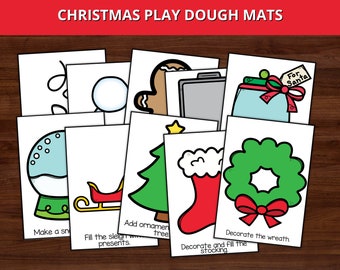 Christmas Play Dough Mats, Printable Play Dough Mats, Christmas Activity for Kids, Holiday Preschool Activity