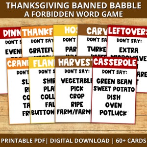 Thanksgiving Printable Party Game, Family Games for Thanksgiving, Friendsgiving Game, Thanksgiving Dinner Table Game