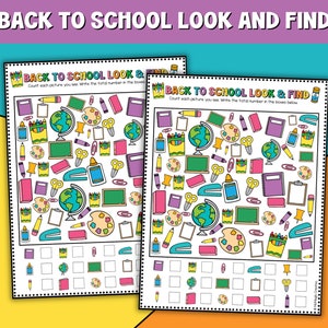 Back to School I Spy Activity for Kids, Back to School Printable, Back to School Themed Look and Find Activity for Kids