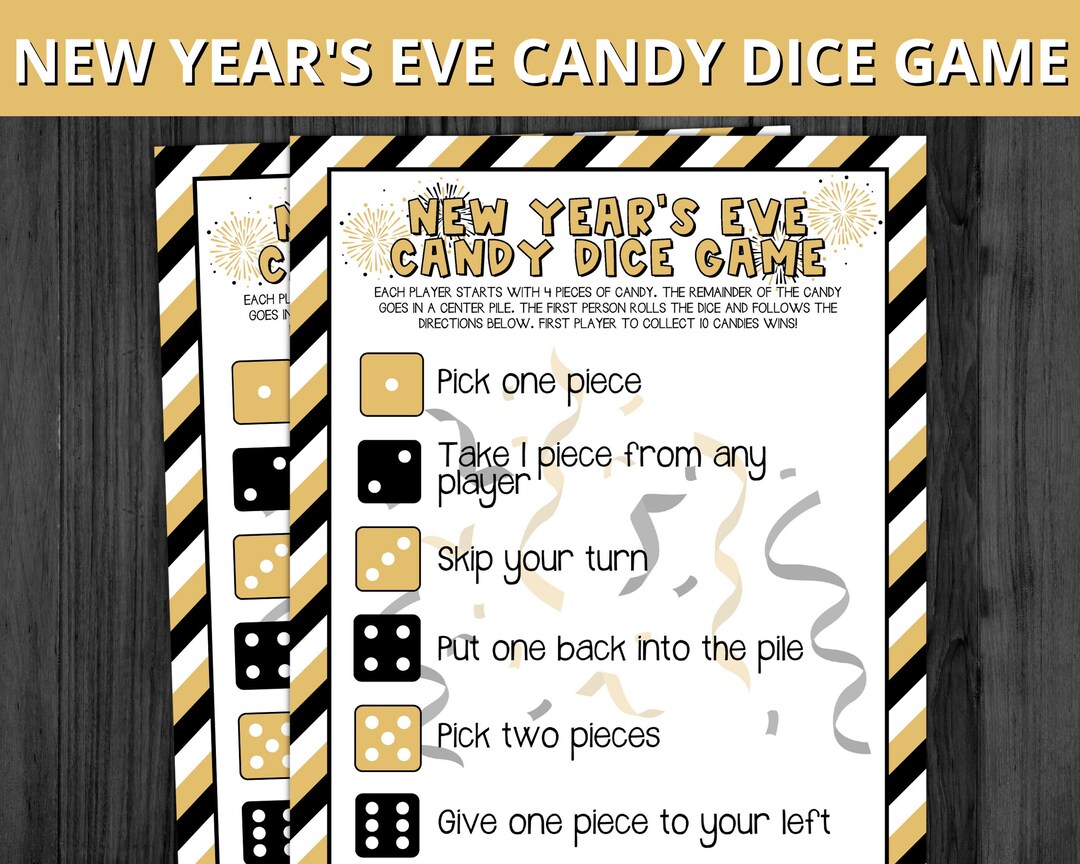 New Year's Eve Candy Dice Game Candy Dice Game Printable