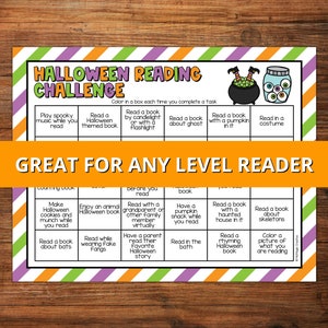 Halloween Reading Challenge for Kids, Printable Reading Challenge Activities, Reading Challenge Template image 5