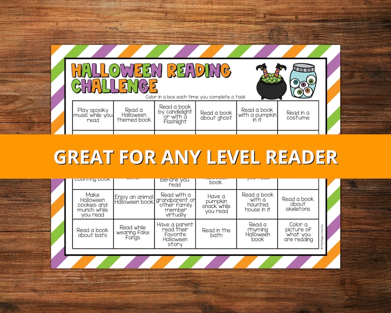 Halloween Reading Challenge for Kids, Printable Reading Challenge Activities, Reading Challenge Template image 5