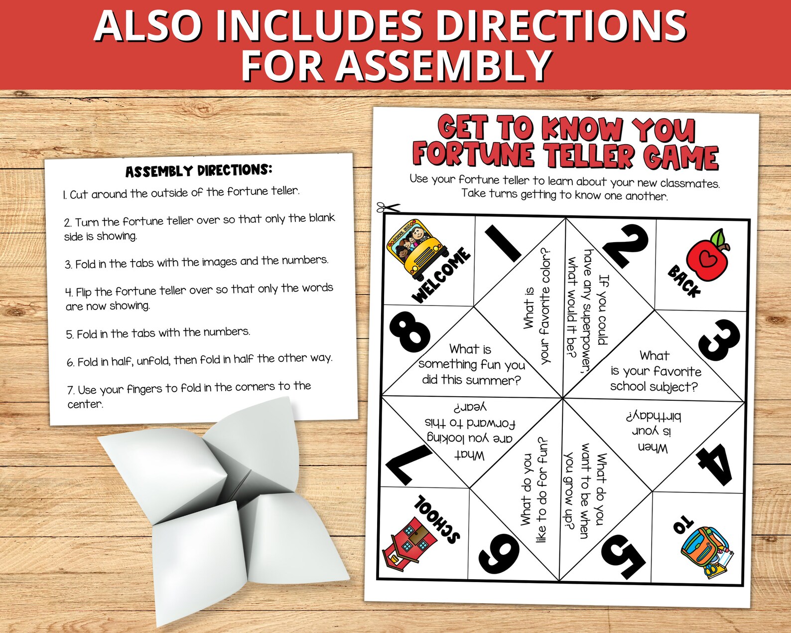 Back to School Fortune Teller Game, Back to School Get to Know You ...
