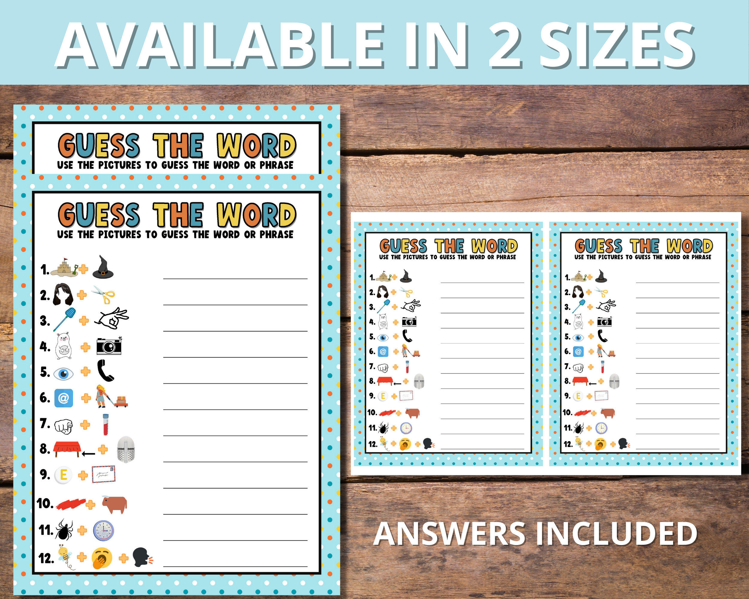 Guess the Word Game Rebus Puzzles and Brain Teasers Rainy - Etsy
