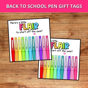 Back to School Teacher Gift Tag, Flair Pen Gift Tag, First Day of School Printable