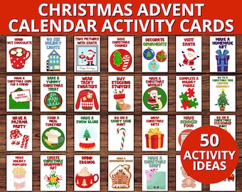 Adventskalender Aktivitätskarten, Familienurlaub Aktivitätskalender, Adventskalender für Kinder, Weihnachtsaktivitätskarten