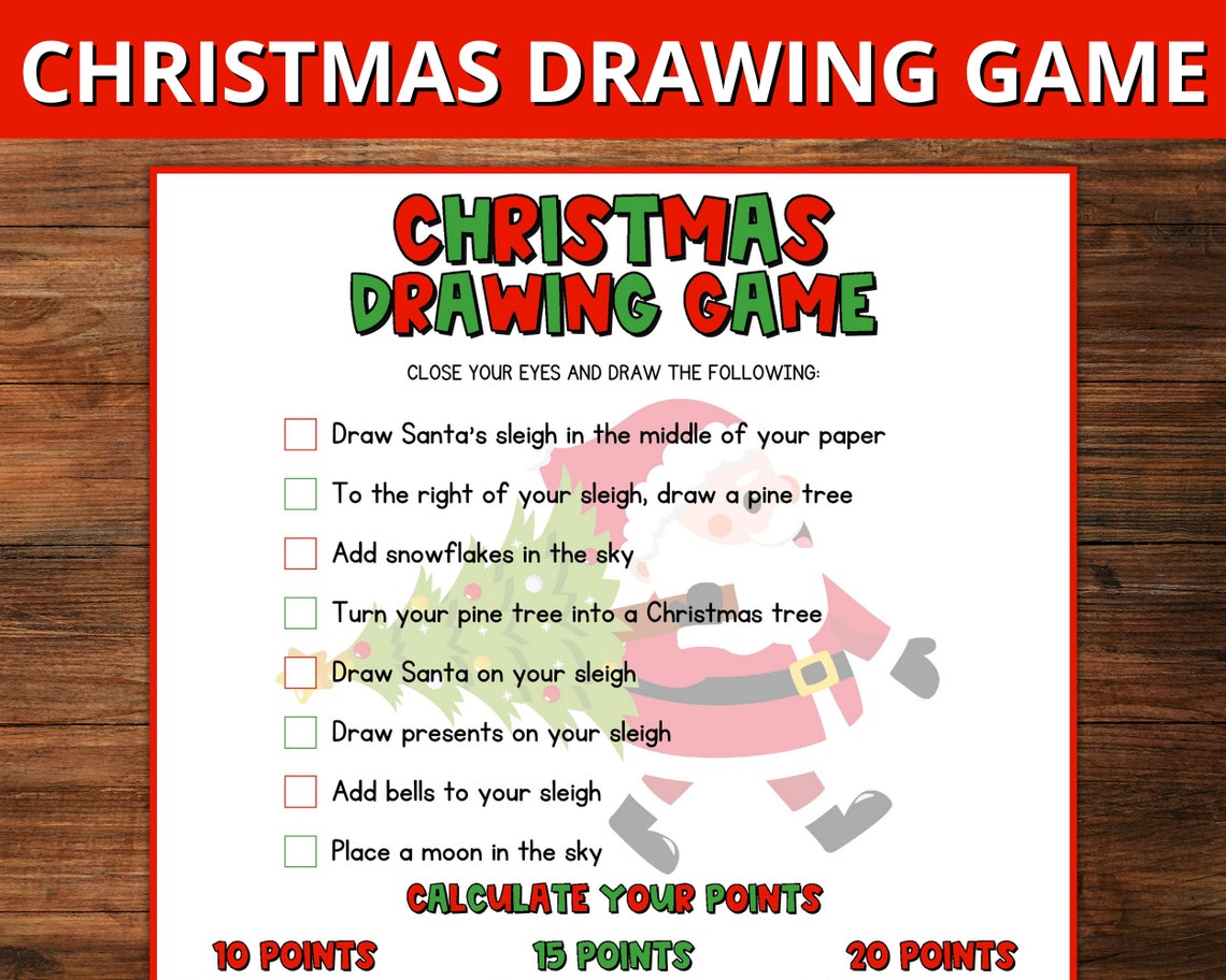 Christmas Drawing Game Office Holiday Party Game Christmas Etsy