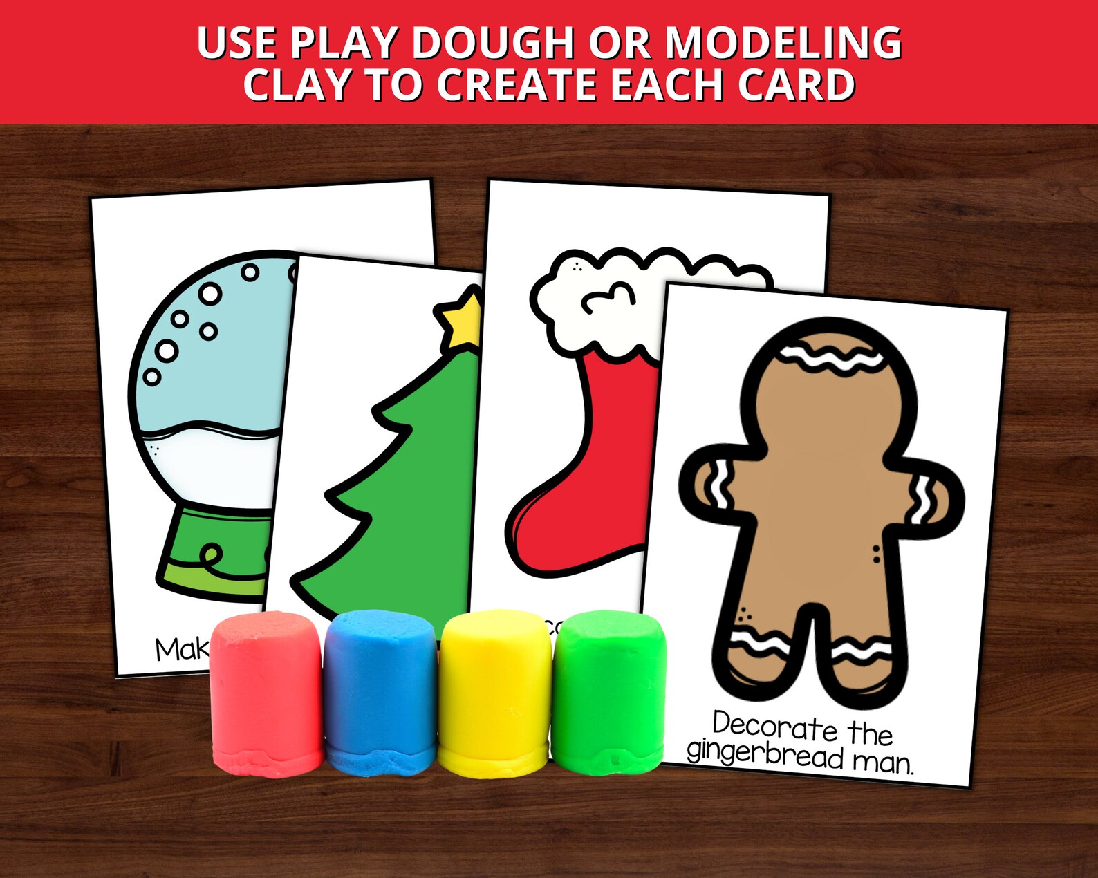 Christmas Play Dough Mats, Printable Play Dough Mats, Christmas