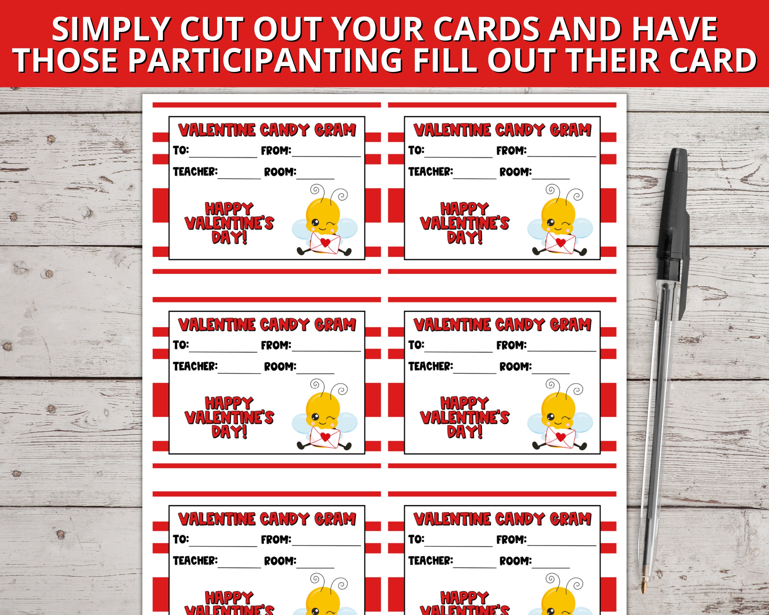 Valentine Candy Gram Tags, Valentine's Day Fundraiser for PTO ...