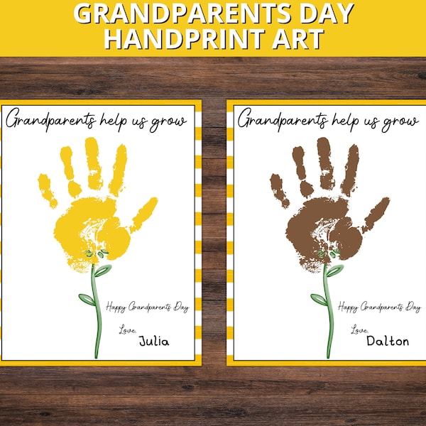 Grandparents Day Handprint Art, Grandparents Day Keepsake, Daycare Handprint Art for Grandparents Day, Sunflower Handprint, Handprint Craft