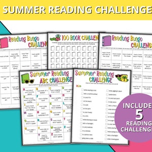 Summer Reading Challenge for Kids, Reading Printable Activities, Reading Bingo Games, Kids Reading Challenge