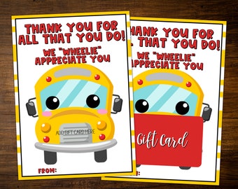 Bus Driver Appreciation Gift Card Holder, School Bus Thank You Card, Bus Driver Gift